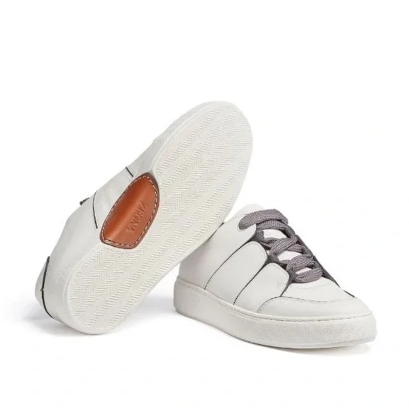 Ermenegildo Zegna Tiziano Leather Low Top White Sneakers | 11 - Picture 13 of 16
